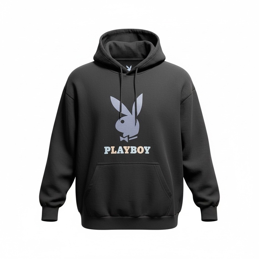 Playboy Unisex Hoodie Womens Medium Black Bunny Logo Pullover Sweatshirt